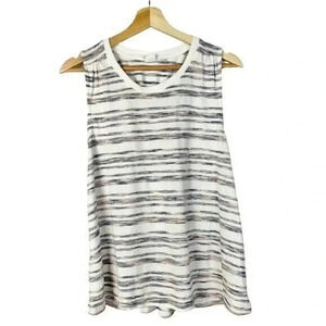 GAP White Stripe Knit Sleeveless Tank Top XS